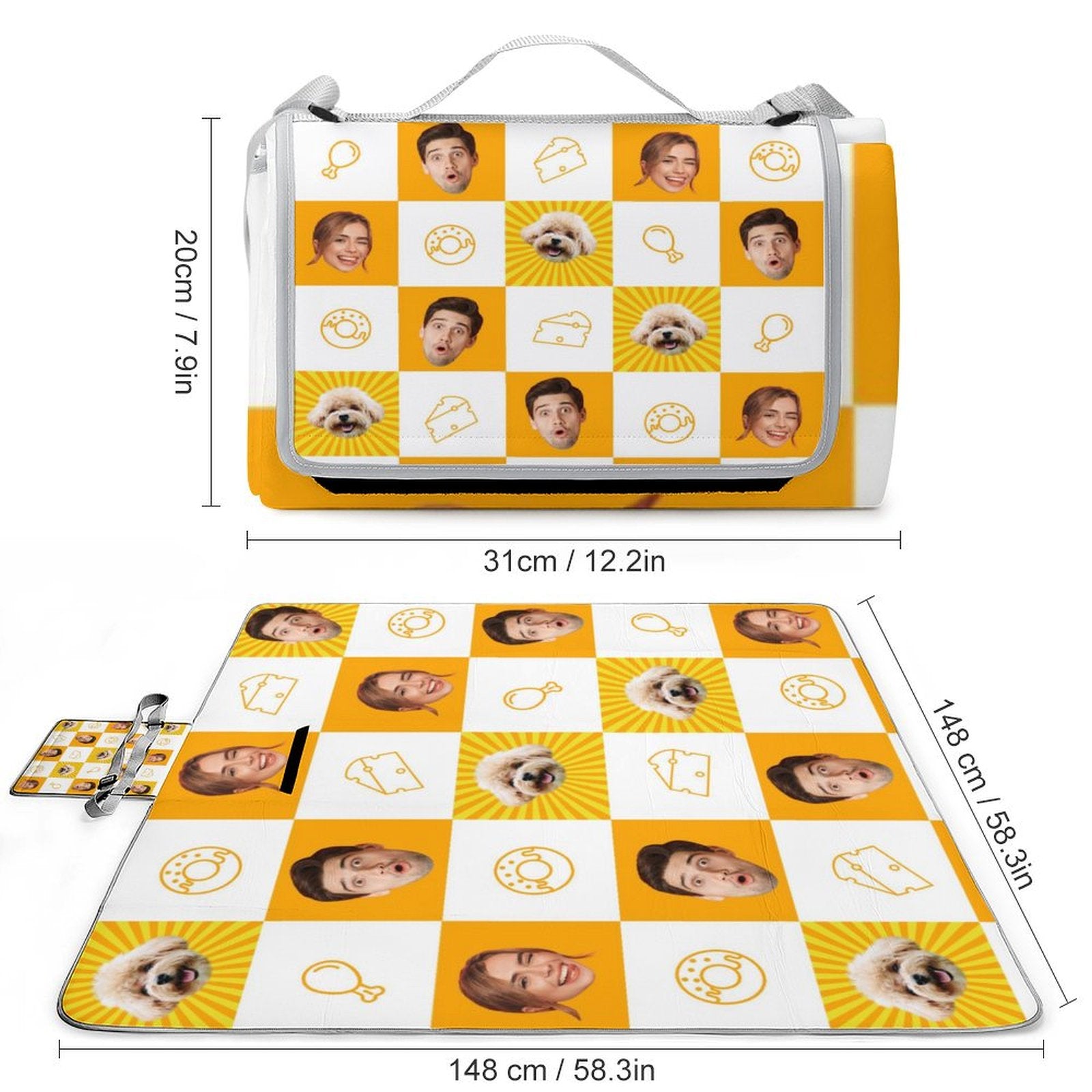 Custom Face Square Picnic Mat-WEPRINTME-3