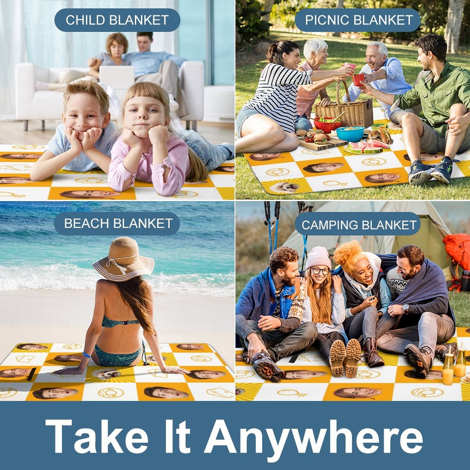 Custom Face Square Picnic Mat-WEPRINTME-6