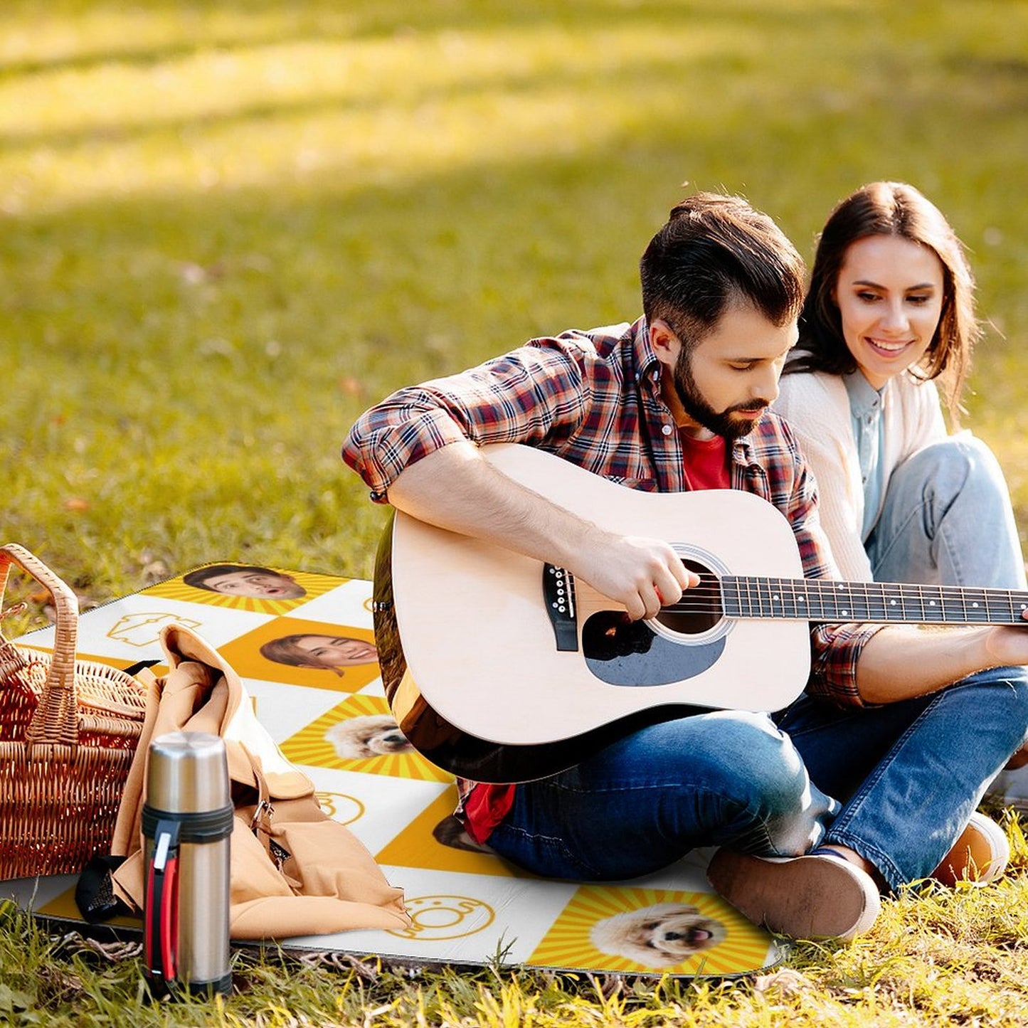 Custom Face Square Picnic Mat-WEPRINTME-7