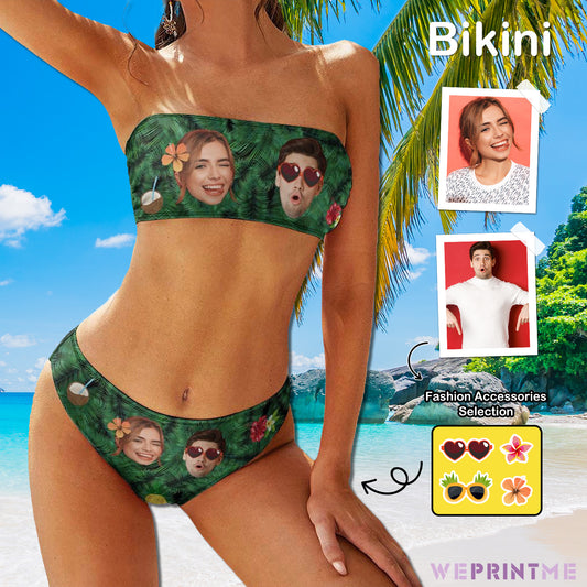 Custom Face Summer Bandeau Bikini-WEPRINTME-1
