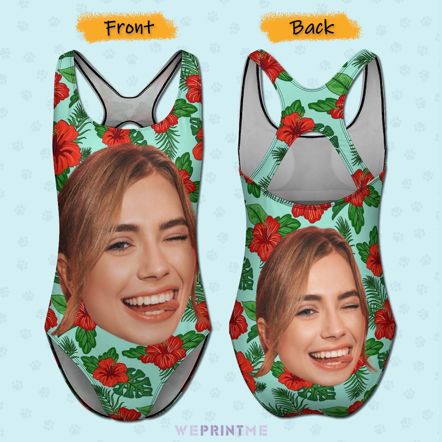 Custom Face Summer Big Face Women's One-Piece Swimsuit-WEPRINTME-12