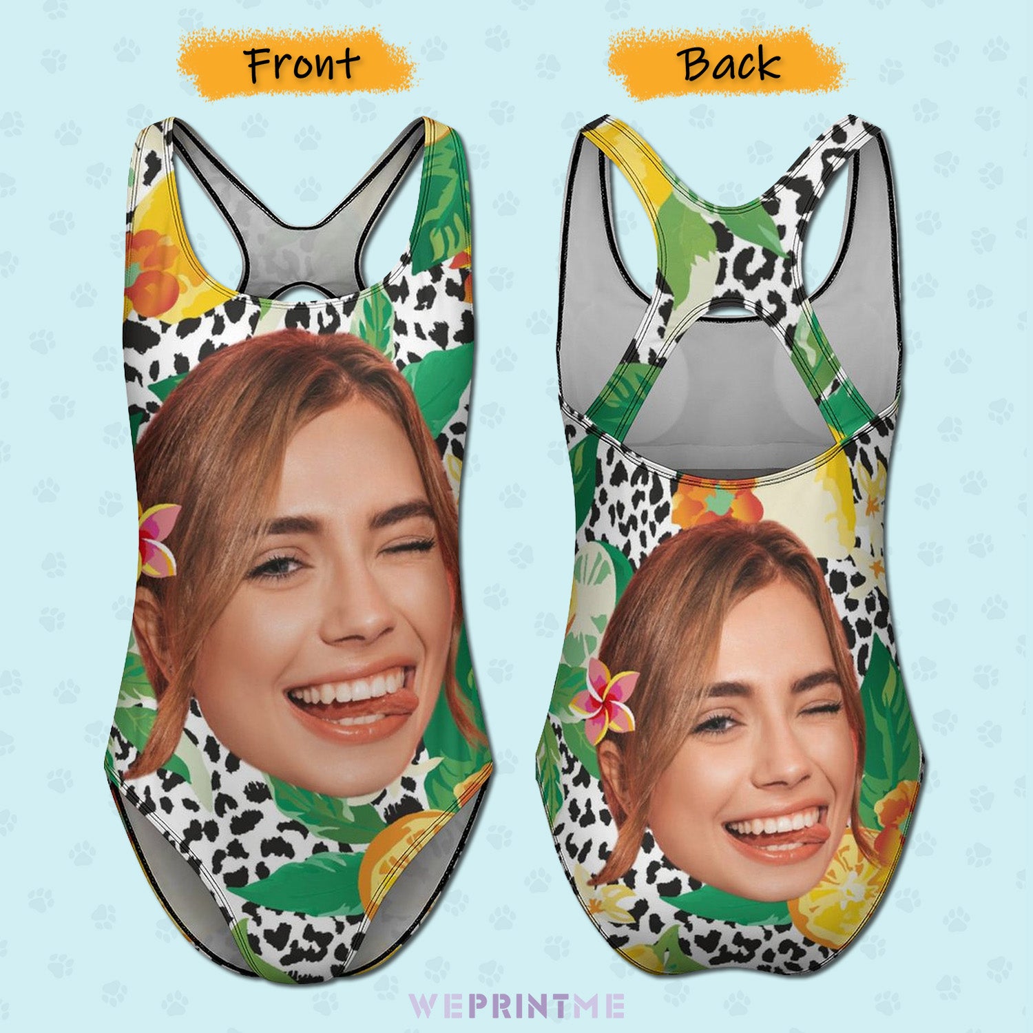 Custom Face Summer Big Face Women's One-Piece Swimsuit-WEPRINTME-16