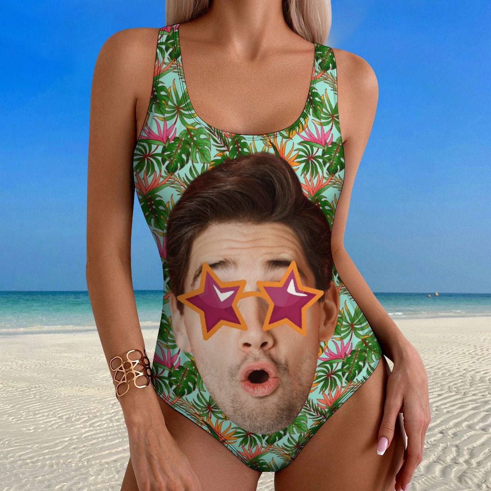 Custom Face Summer Big Face Women's One-Piece Swimsuit-WEPRINTME-3