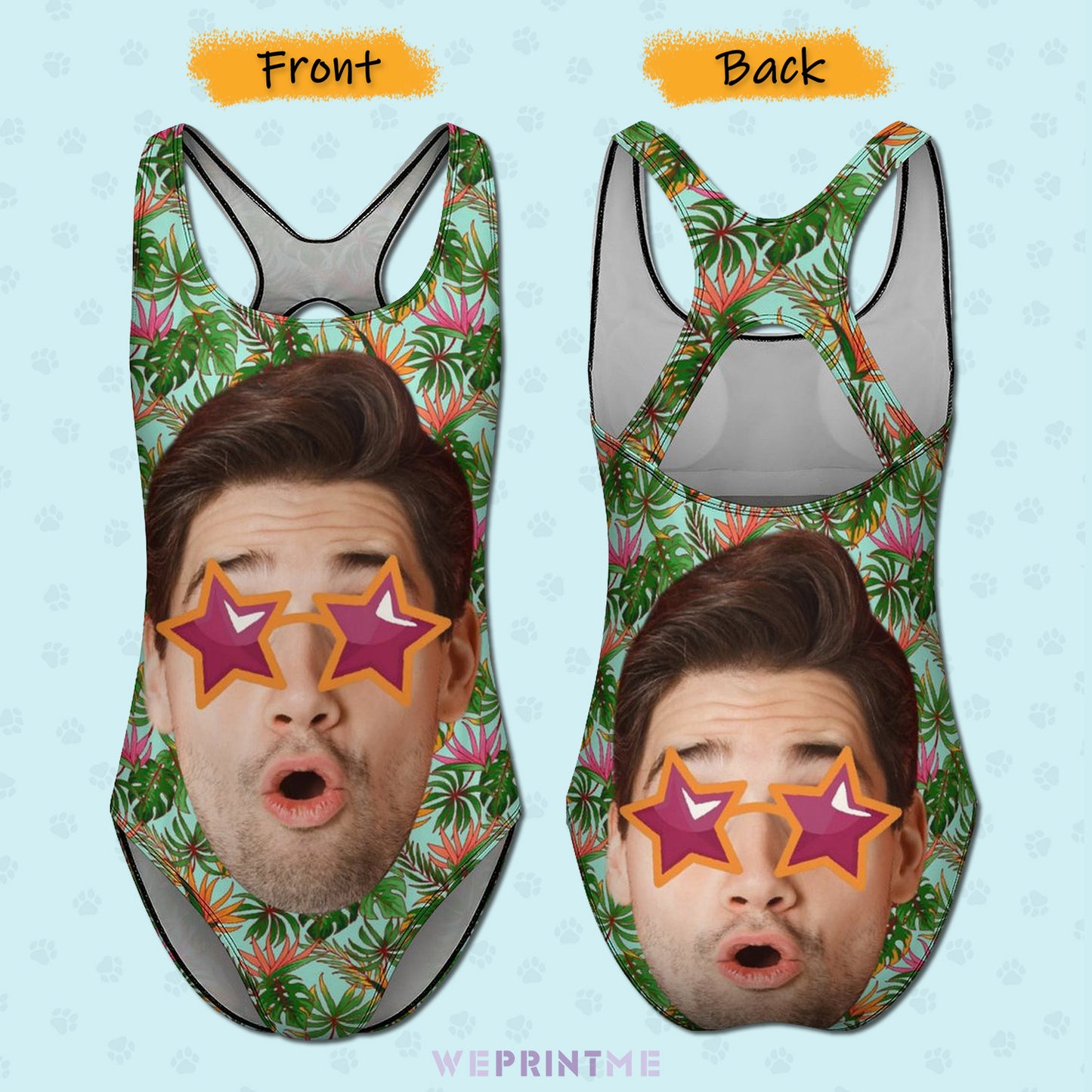 Custom Face Summer Big Face Women's One-Piece Swimsuit-WEPRINTME-4