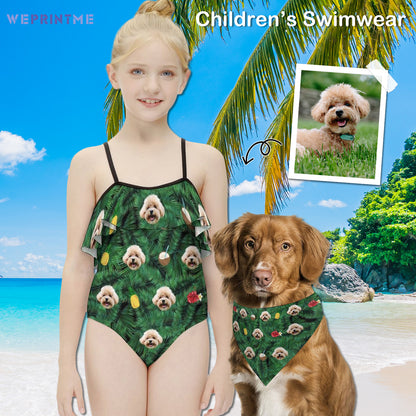 Custom Face Summer Girls Swimwear Matching Pet Bandana-WEPRINTME-1