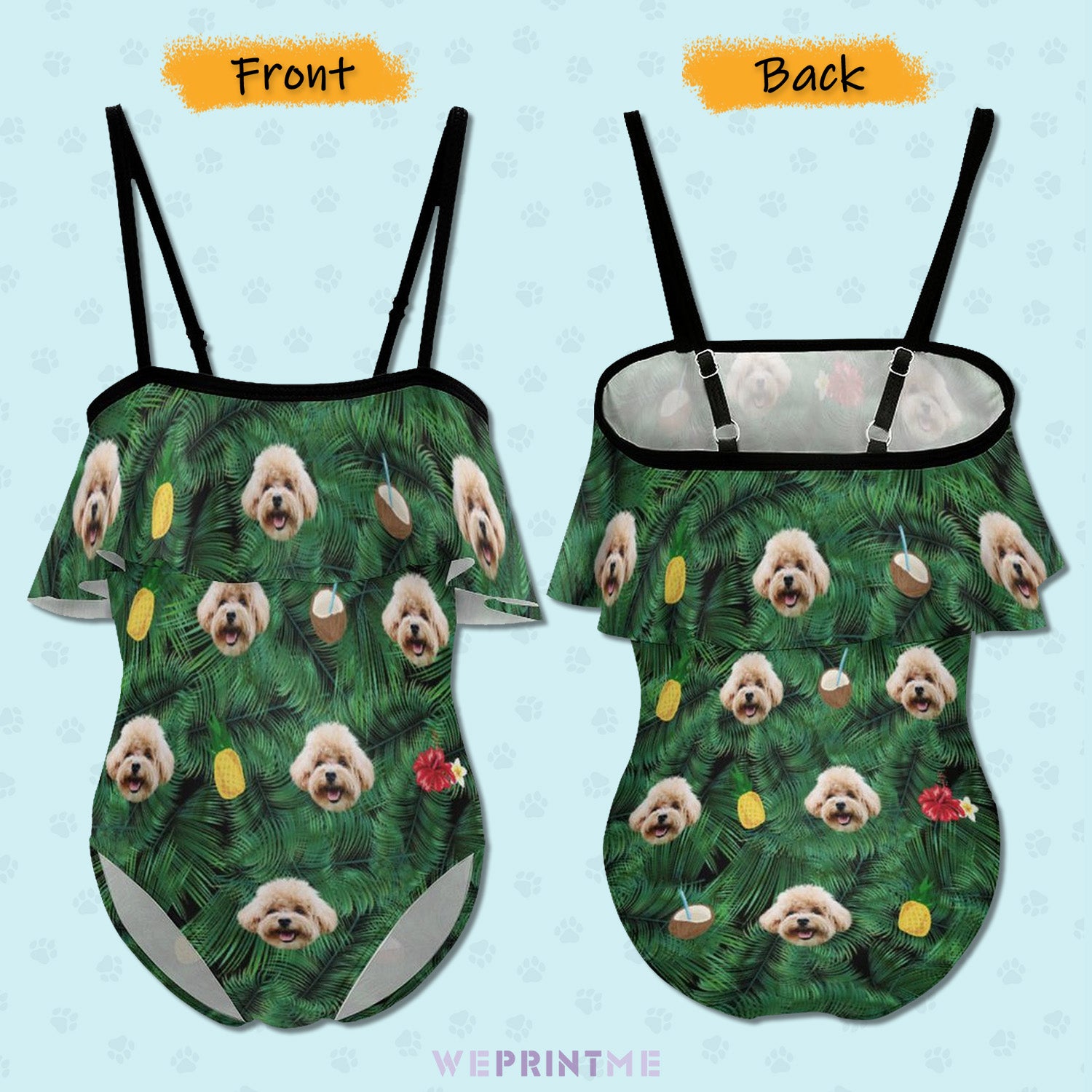 Custom Face Summer Girls Swimwear Matching Pet Bandana-WEPRINTME-2