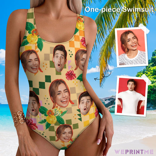 Custom Face Summer Mosaic Women's One-Piece Swimsuit-WEPRINTME-1