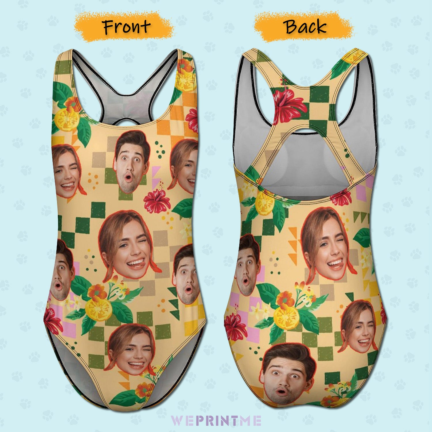 Custom Face Summer Mosaic Women's One-Piece Swimsuit-WEPRINTME-3