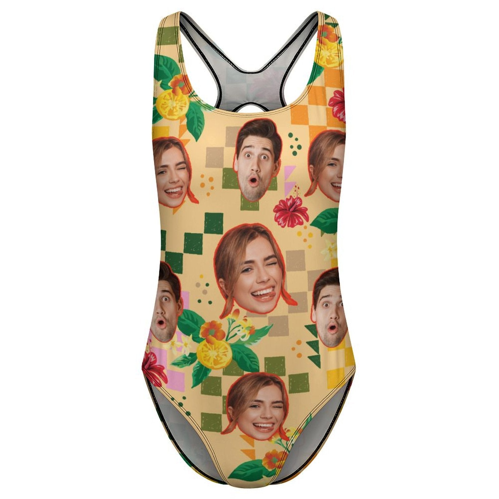 Custom Face Summer Mosaic Women's One-Piece Swimsuit-WEPRINTME-4