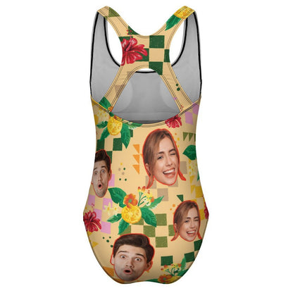 Custom Face Summer Mosaic Women's One-Piece Swimsuit-WEPRINTME-5