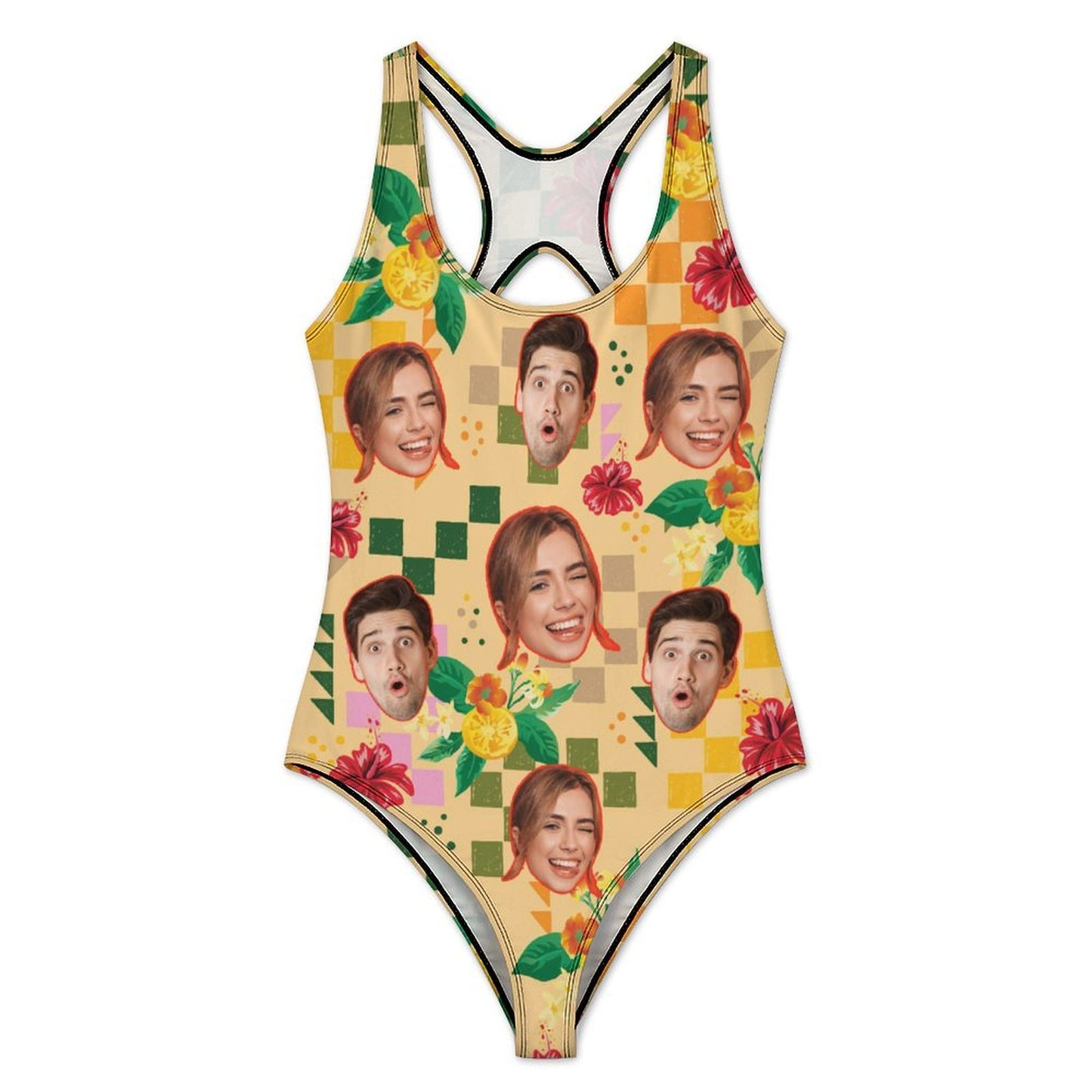 Custom Face Summer Mosaic Women's One-Piece Swimsuit-WEPRINTME-6