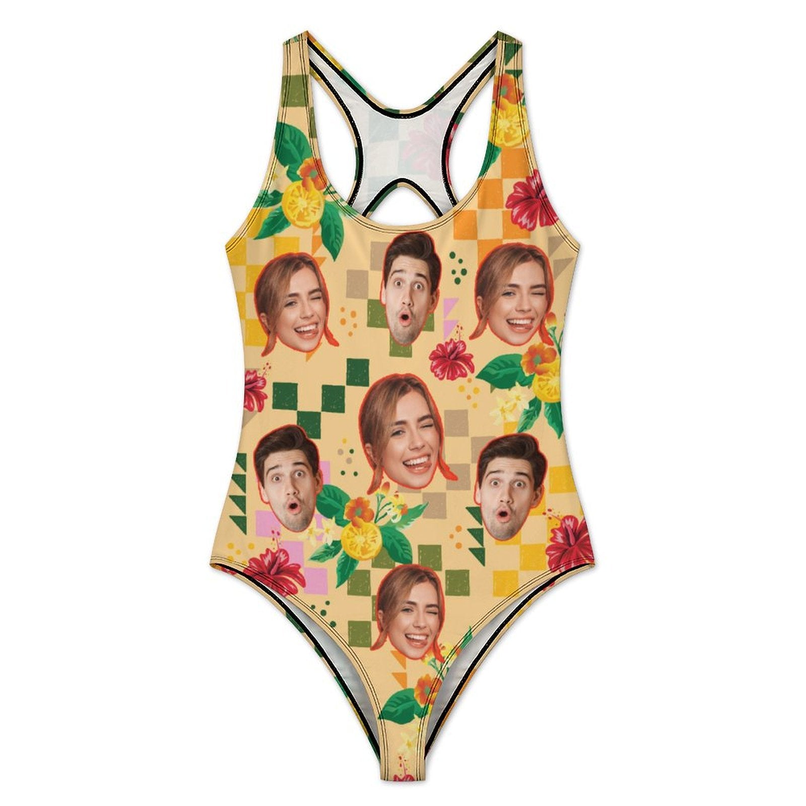 Custom Face Summer Mosaic Women's One-Piece Swimsuit-WEPRINTME-6