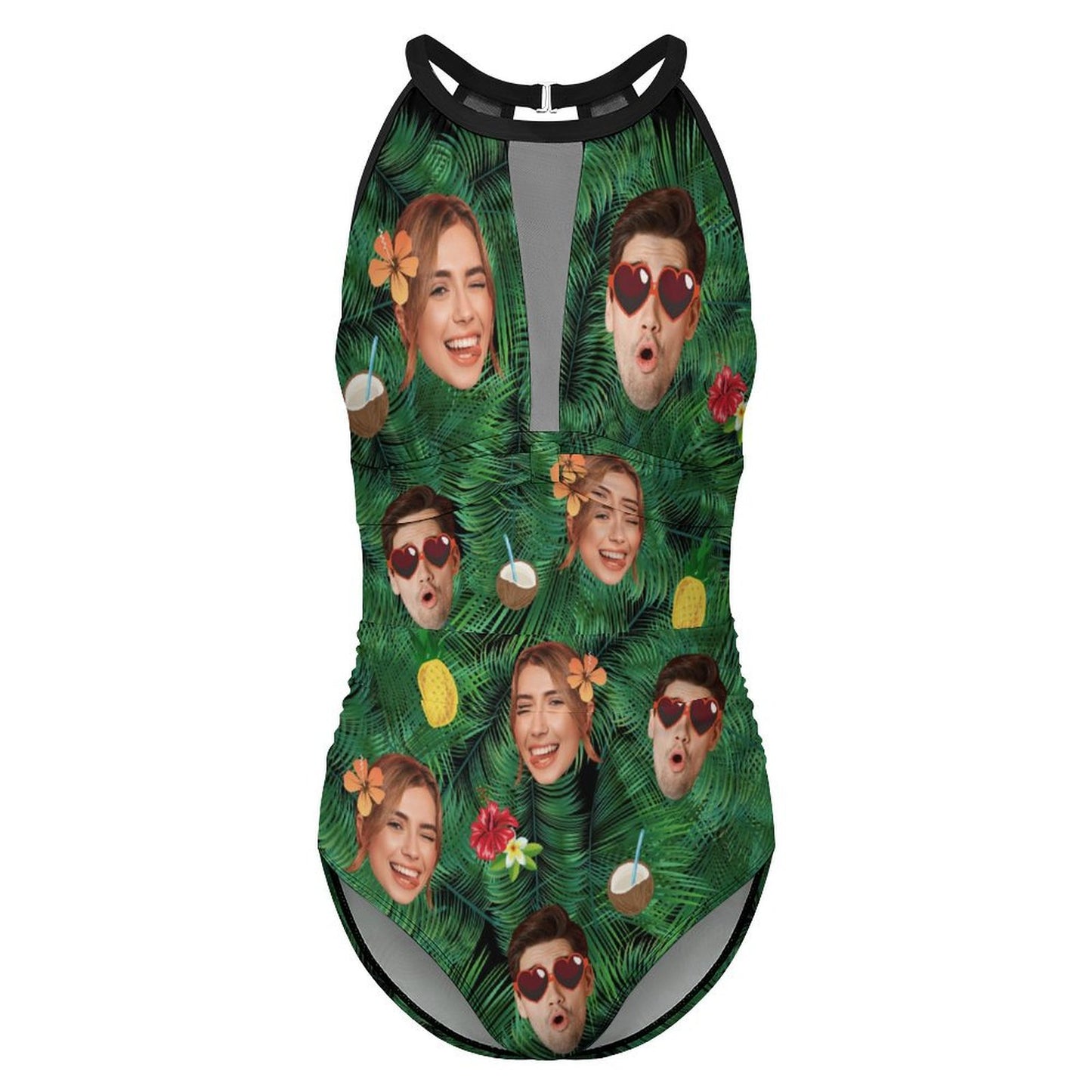 Custom Face Summer Women's Hollow One-Piece Swimsuit-WEPRINTME-3