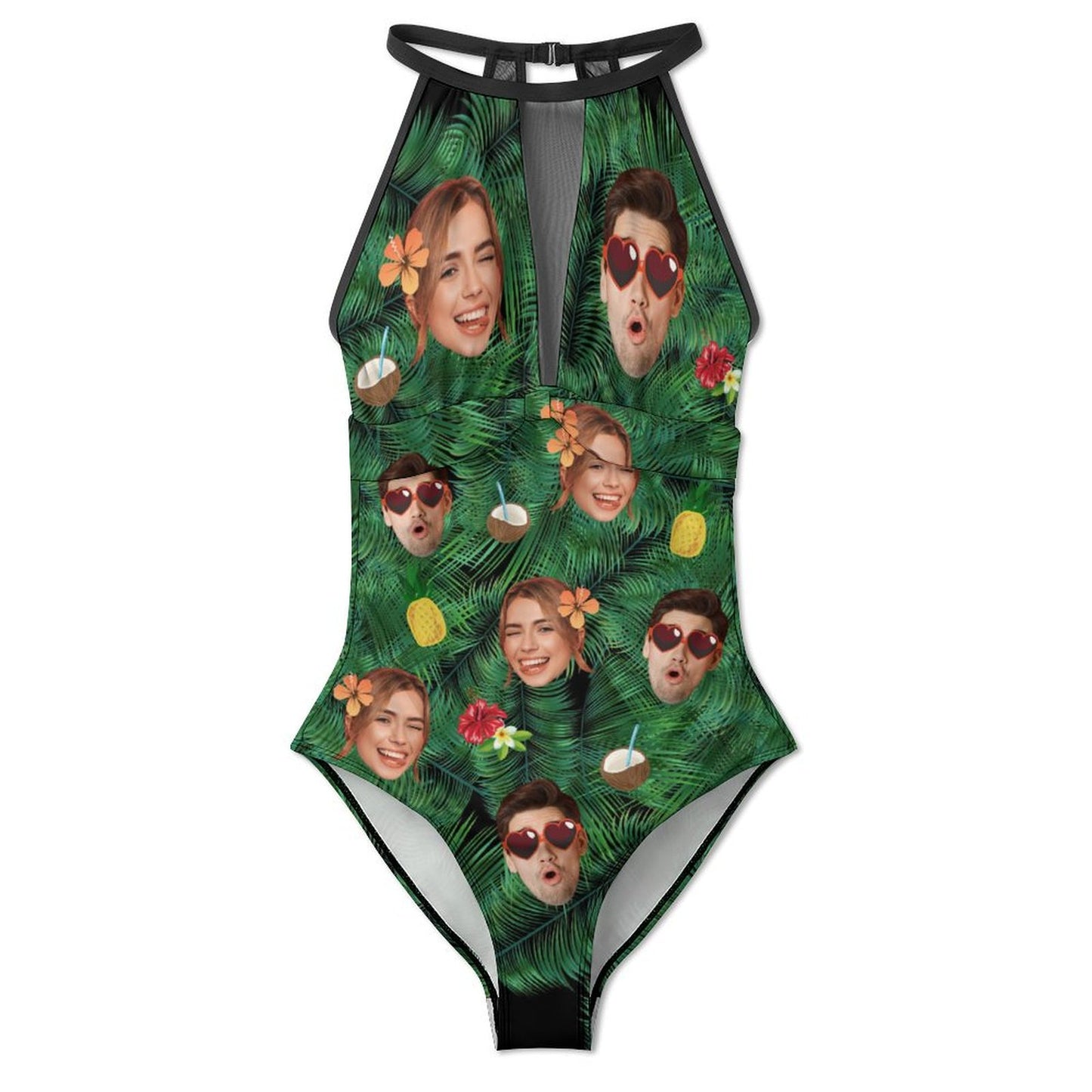 Custom Face Summer Women's Hollow One-Piece Swimsuit-WEPRINTME-5