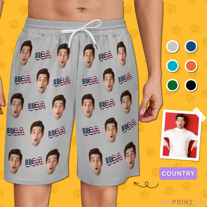 Custom Face USA Men's Short Sweatpants-WEPRINTME-1