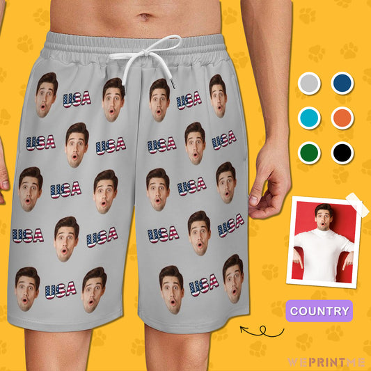 Custom Face USA Men's Short Sweatpants-WEPRINTME-1