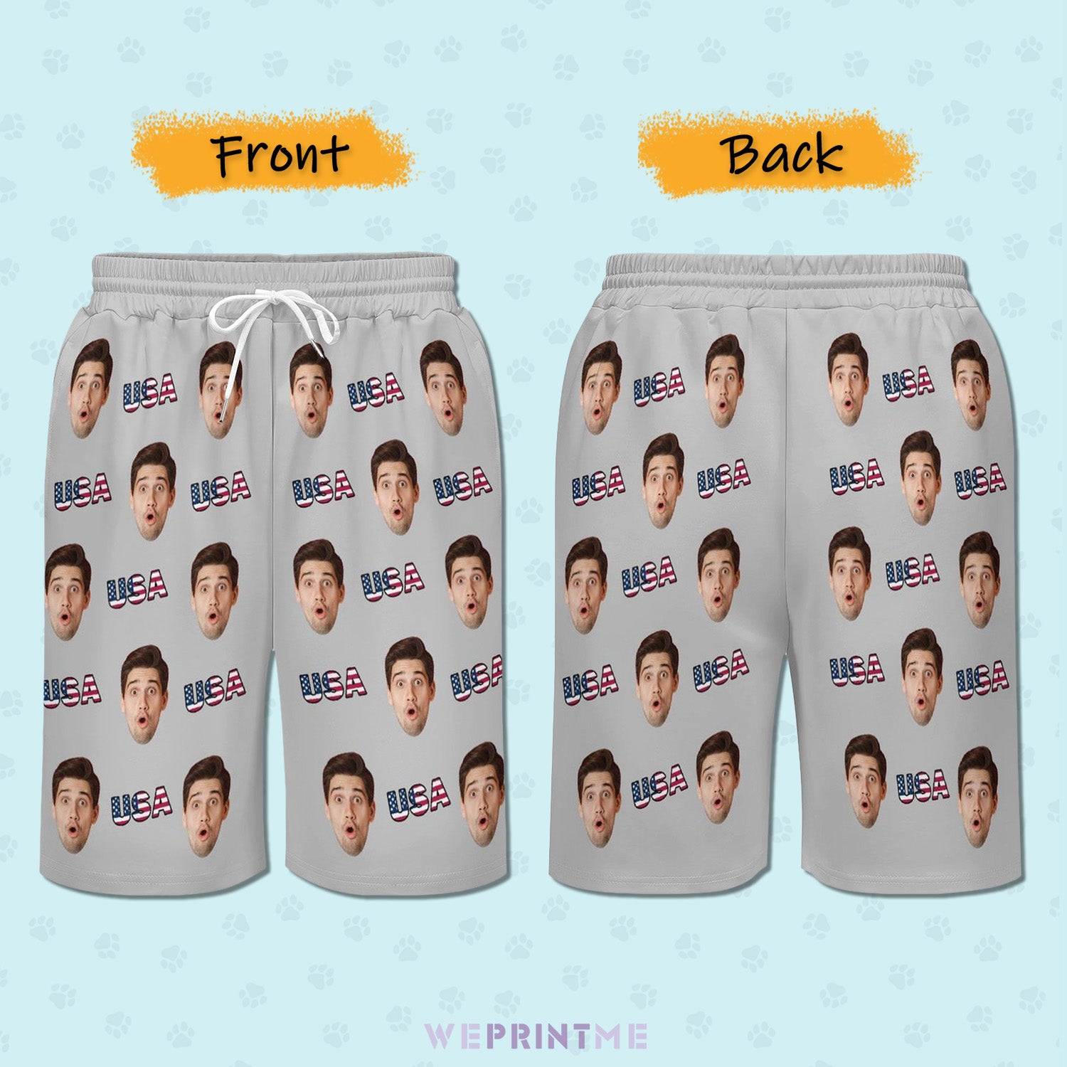 Custom Face USA Men's Short Sweatpants-WEPRINTME-3