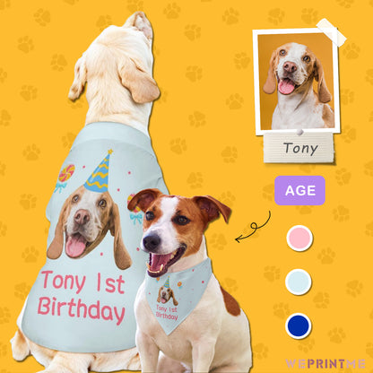 Custom Face and Name Pet Shirt and Scarf Birthday Pet Costume-WEPRINTME-10