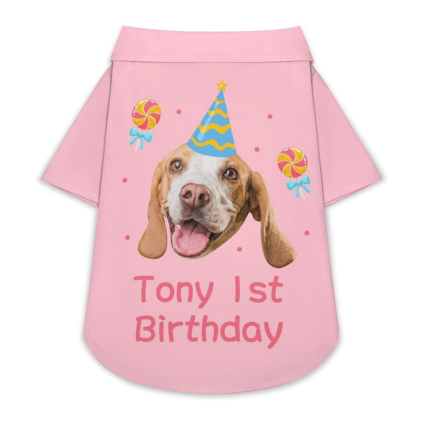 Custom Face and Name Pet Shirt and Scarf Birthday Pet Costume-WEPRINTME-4