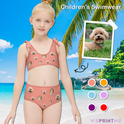 Custom Face with Pet Heart Girls Strappy Swimsuit-WEPRINTME-1