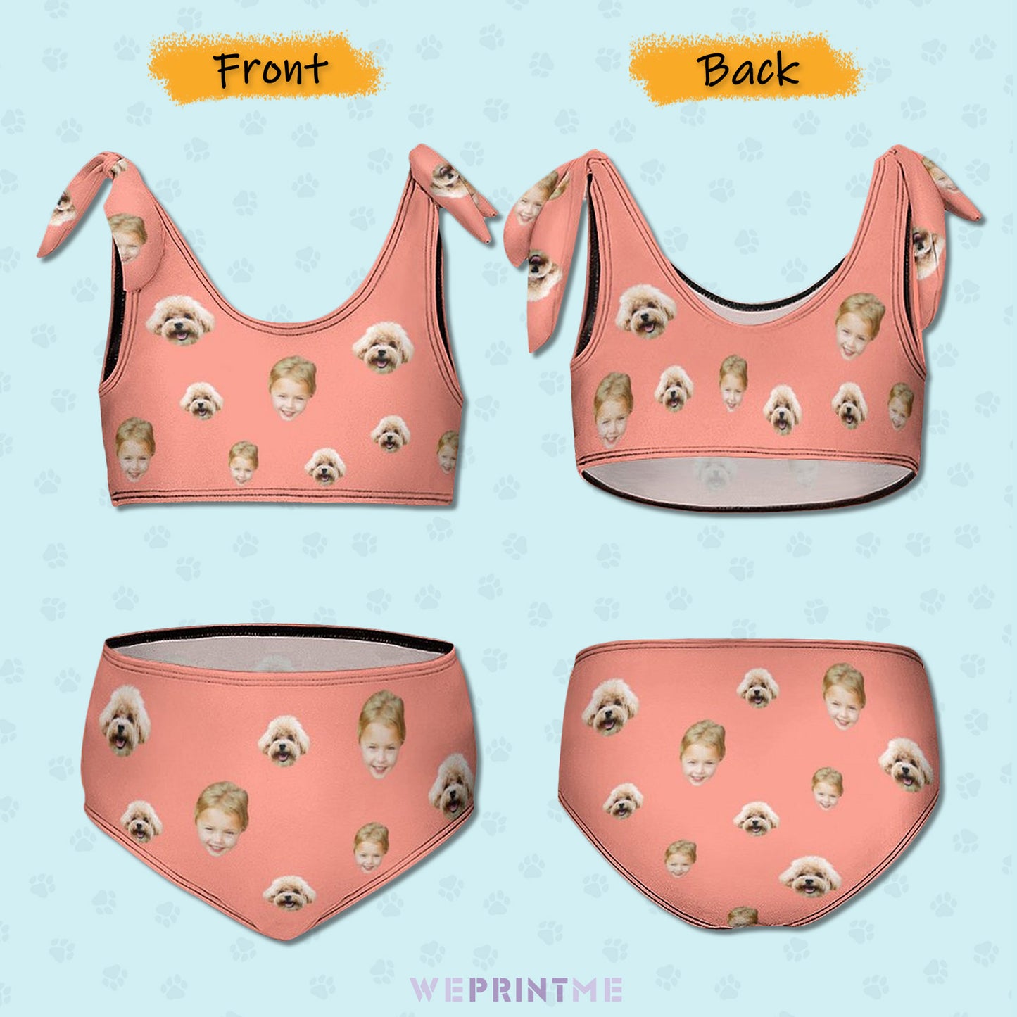 Custom Face with Pet Heart Girls Strappy Swimsuit-WEPRINTME-2