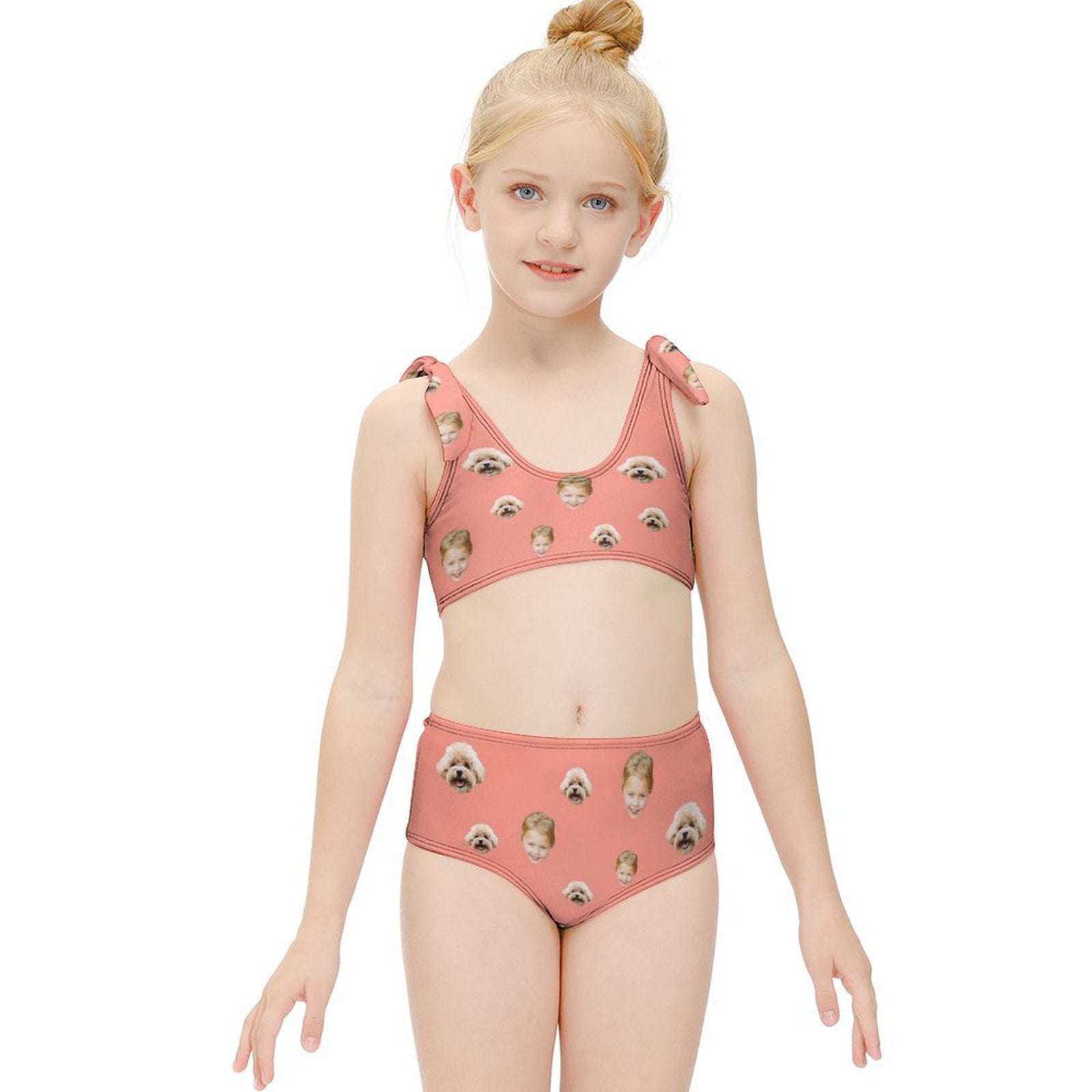 Custom Face with Pet Heart Girls Strappy Swimsuit-WEPRINTME-3