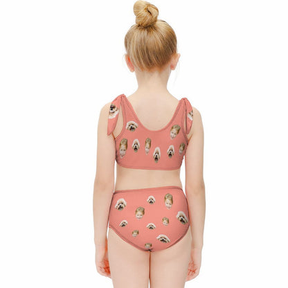 Custom Face with Pet Heart Girls Strappy Swimsuit-WEPRINTME-4