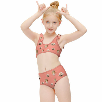 Custom Face with Pet Heart Girls Strappy Swimsuit-WEPRINTME-5