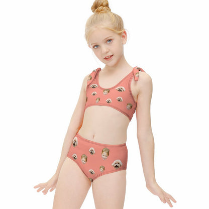 Custom Face with Pet Heart Girls Strappy Swimsuit-WEPRINTME-6