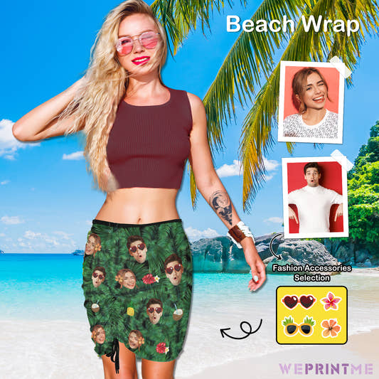 Custom Faces Cool Summer Beach Skirt Blouse Skirt-WEPRINTME-1
