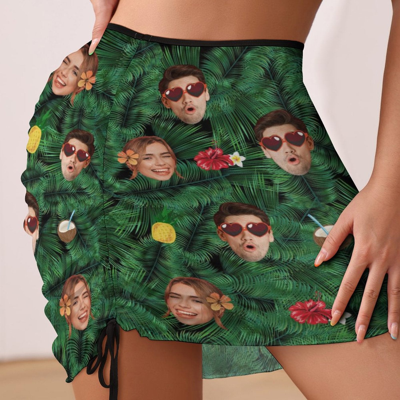Custom Faces Cool Summer Beach Skirt Blouse Skirt-WEPRINTME-2