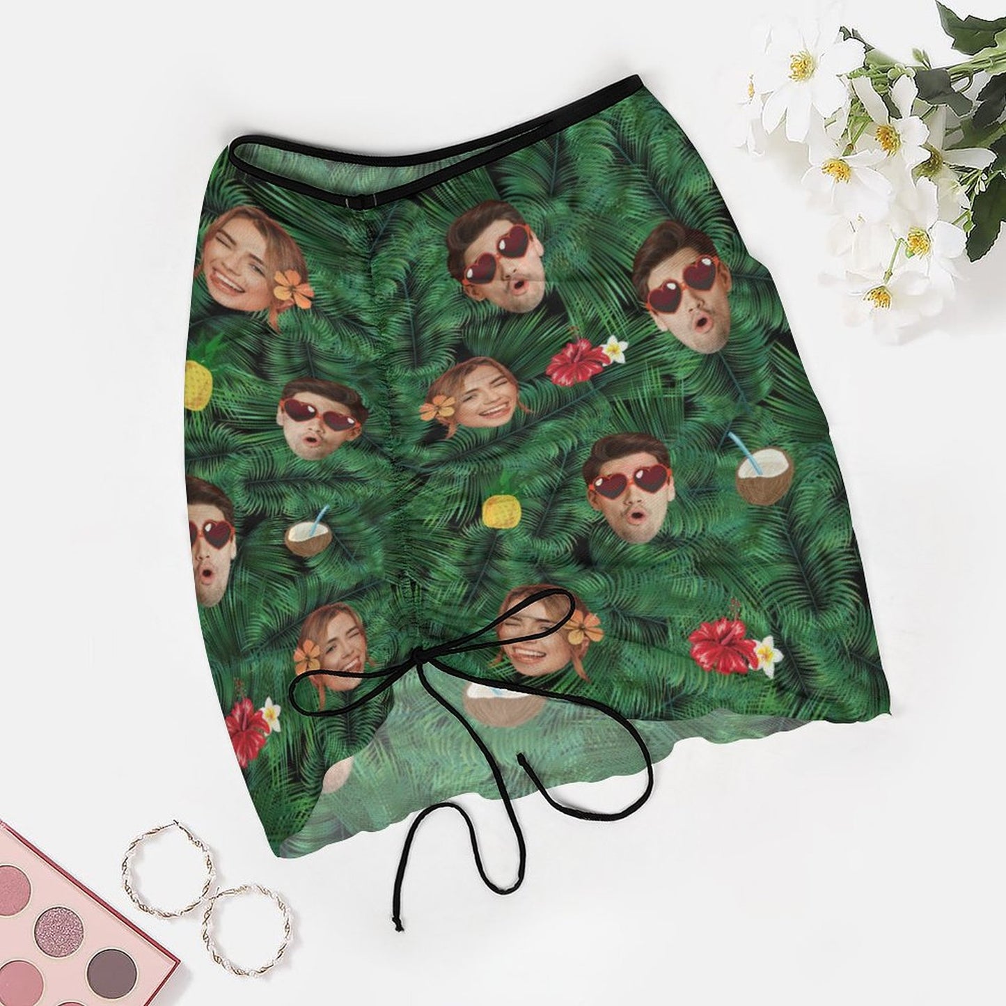 Custom Faces Cool Summer Beach Skirt Blouse Skirt-WEPRINTME-3