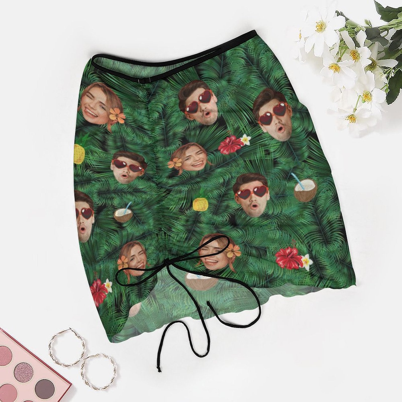 Custom Faces Cool Summer Beach Skirt Blouse Skirt-WEPRINTME-3
