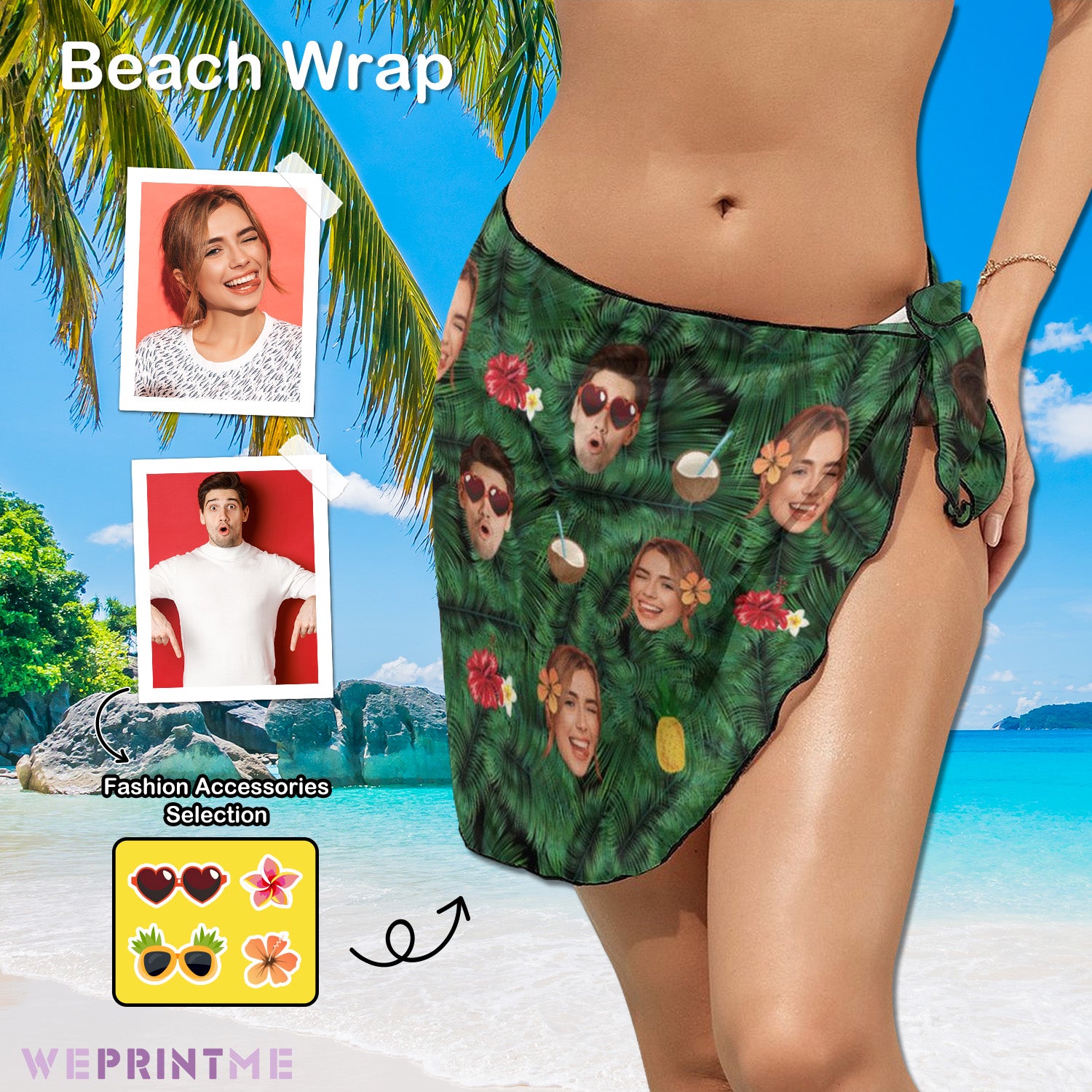 Custom Faces Cool Summer Beach Wrap-WEPRINTME-1