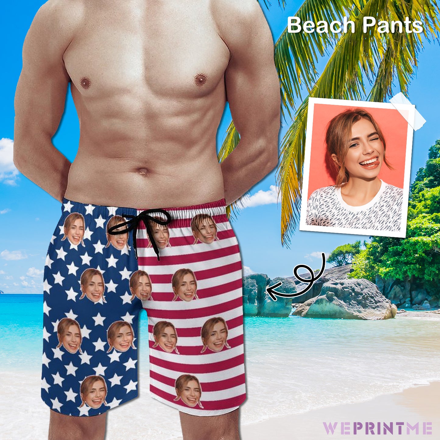 Custom Faces Flag Men's Shorts Shorts-WEPRINTME-1
