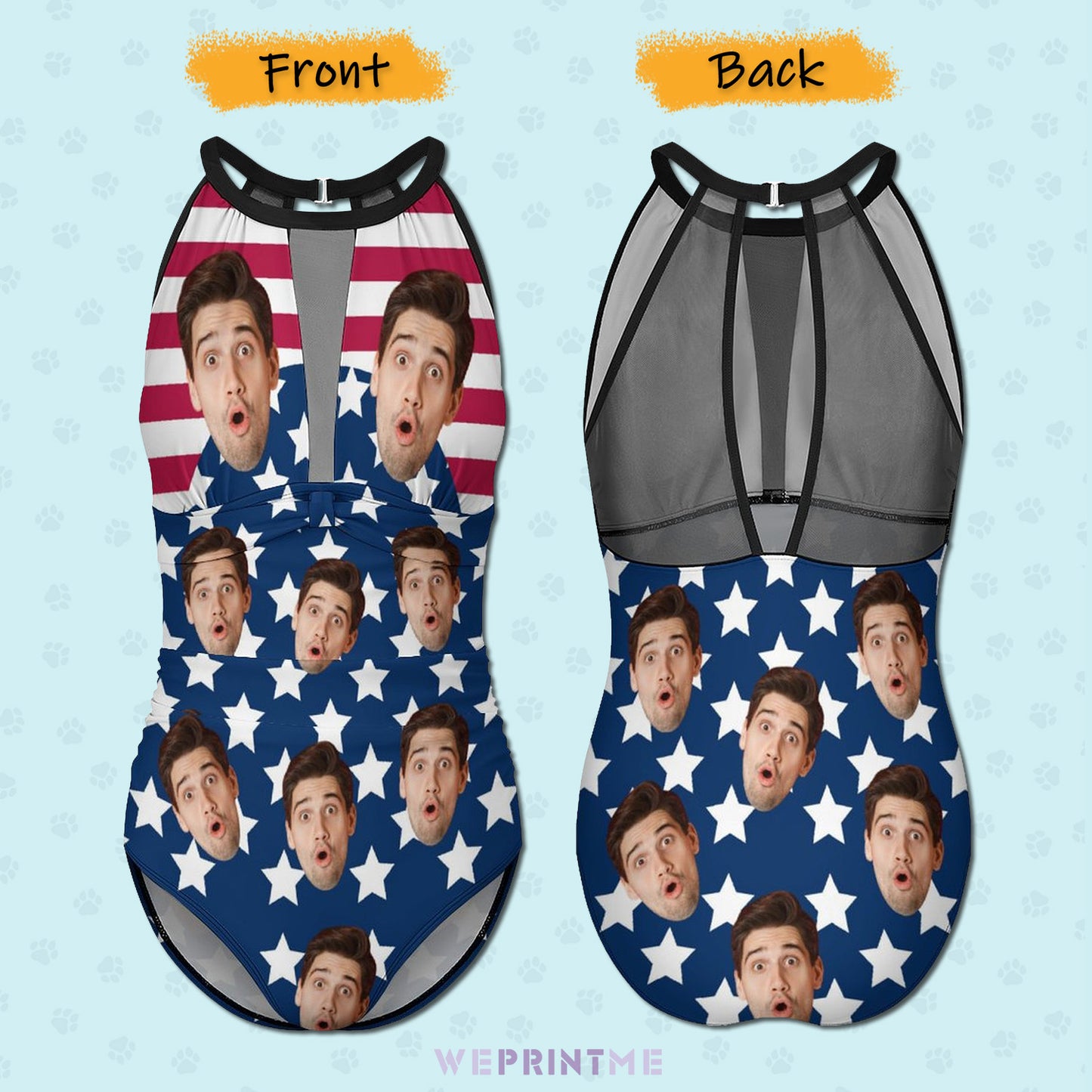 Custom Faces Flag Women's Hollow One-Piece Swimsuit-9