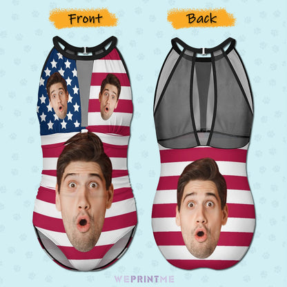 Custom Faces Flag Women's Hollow One-Piece Swimsuit-WEPRINTME-3