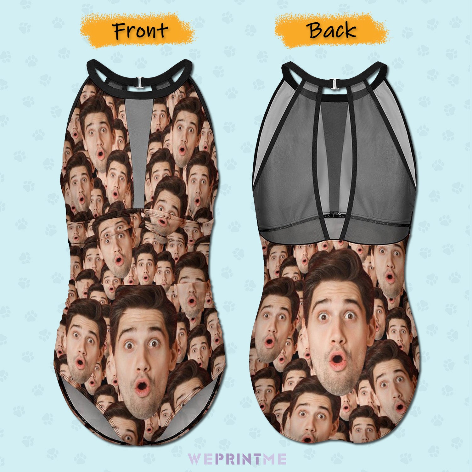 Custom Faces Funny Multi Face Women's Hollow One-Piece Swimsuit-WEPRINTME-3