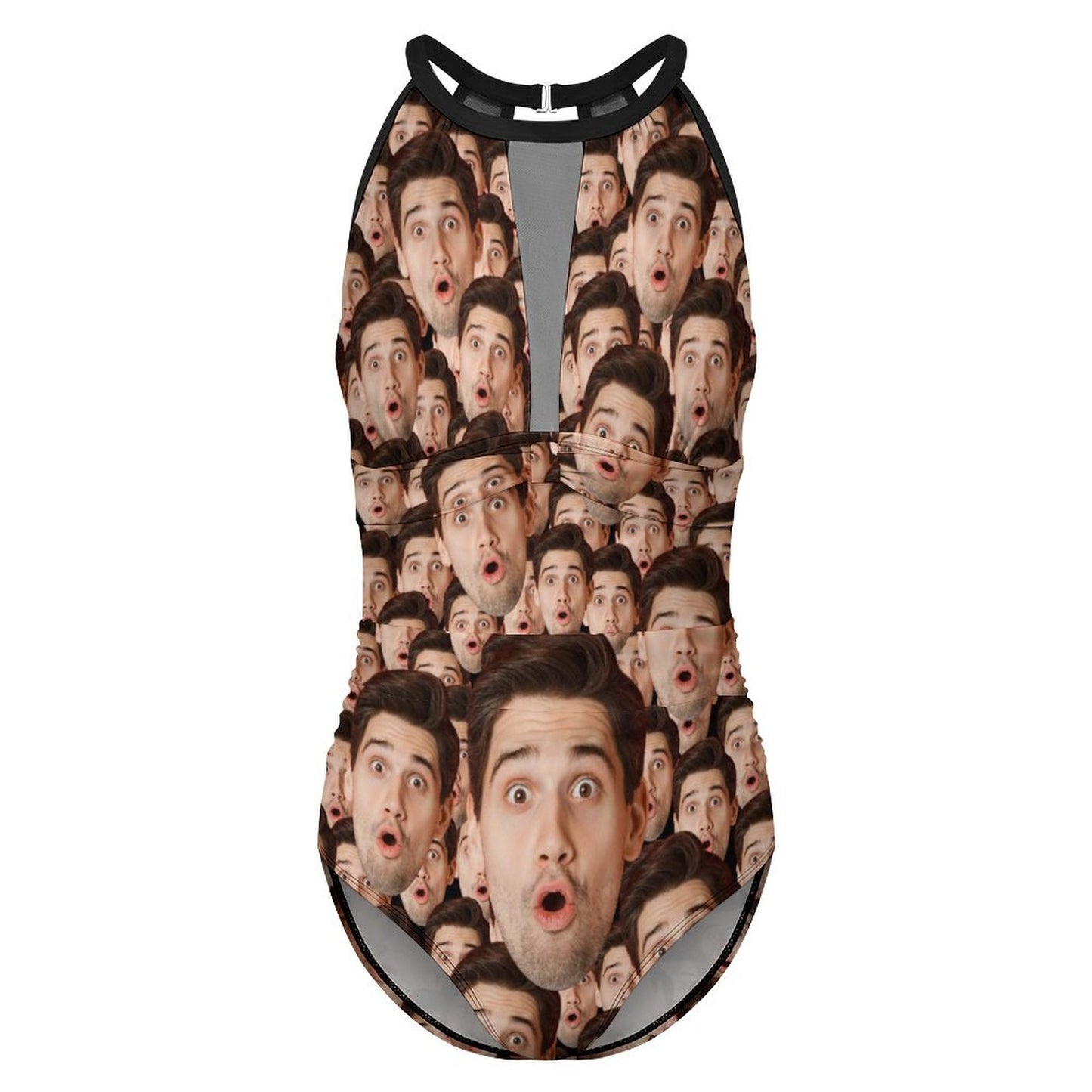 Custom Faces Funny Multi Face Women's Hollow One-Piece Swimsuit-WEPRINTME-4