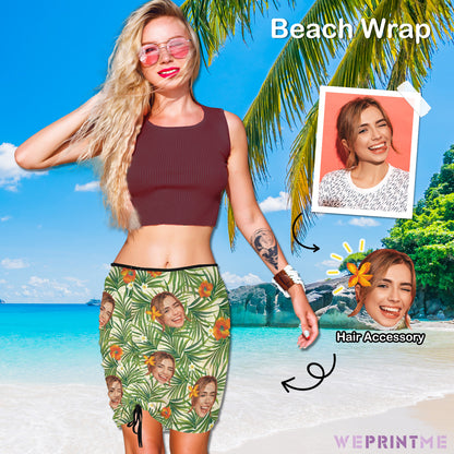 Custom Faces Hawaiian Beach Skirt Blouse Skirt-WEPRINTME-1
