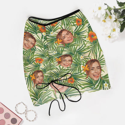 Custom Faces Hawaiian Beach Skirt Blouse Skirt-WEPRINTME-2