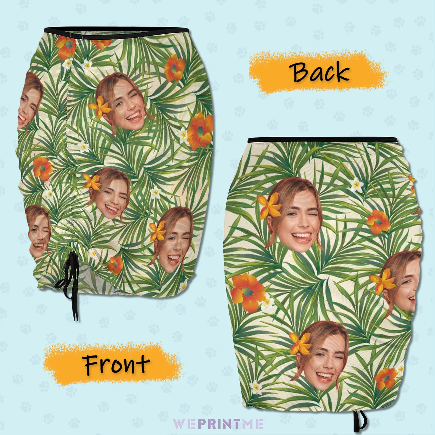 Custom Faces Hawaiian Beach Skirt Blouse Skirt-WEPRINTME-3