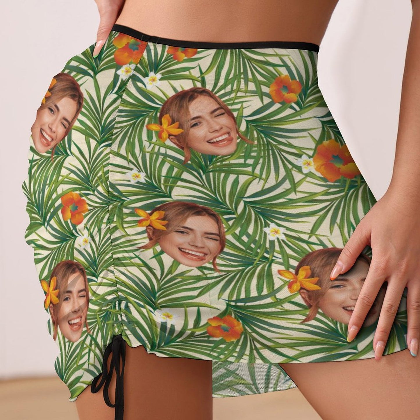 Custom Faces Hawaiian Beach Skirt Blouse Skirt-WEPRINTME-4