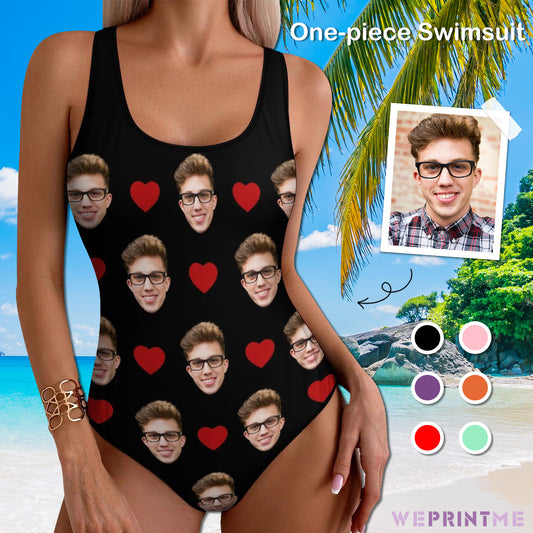 Custom Faces Heart Women's One-Piece Swimsuit-WEPRINTME-1