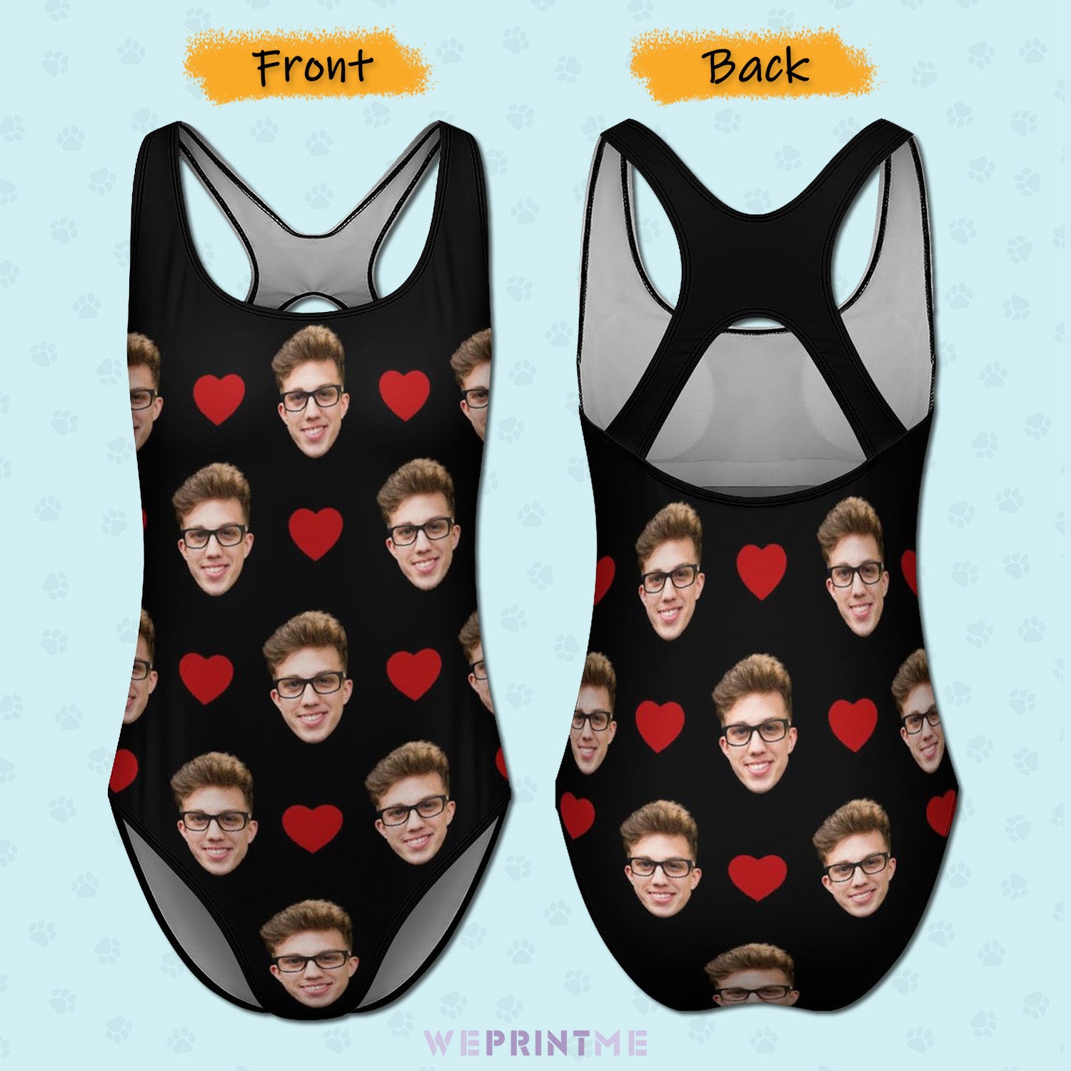 Custom Faces Heart Women's One-Piece Swimsuit-WEPRINTME-3