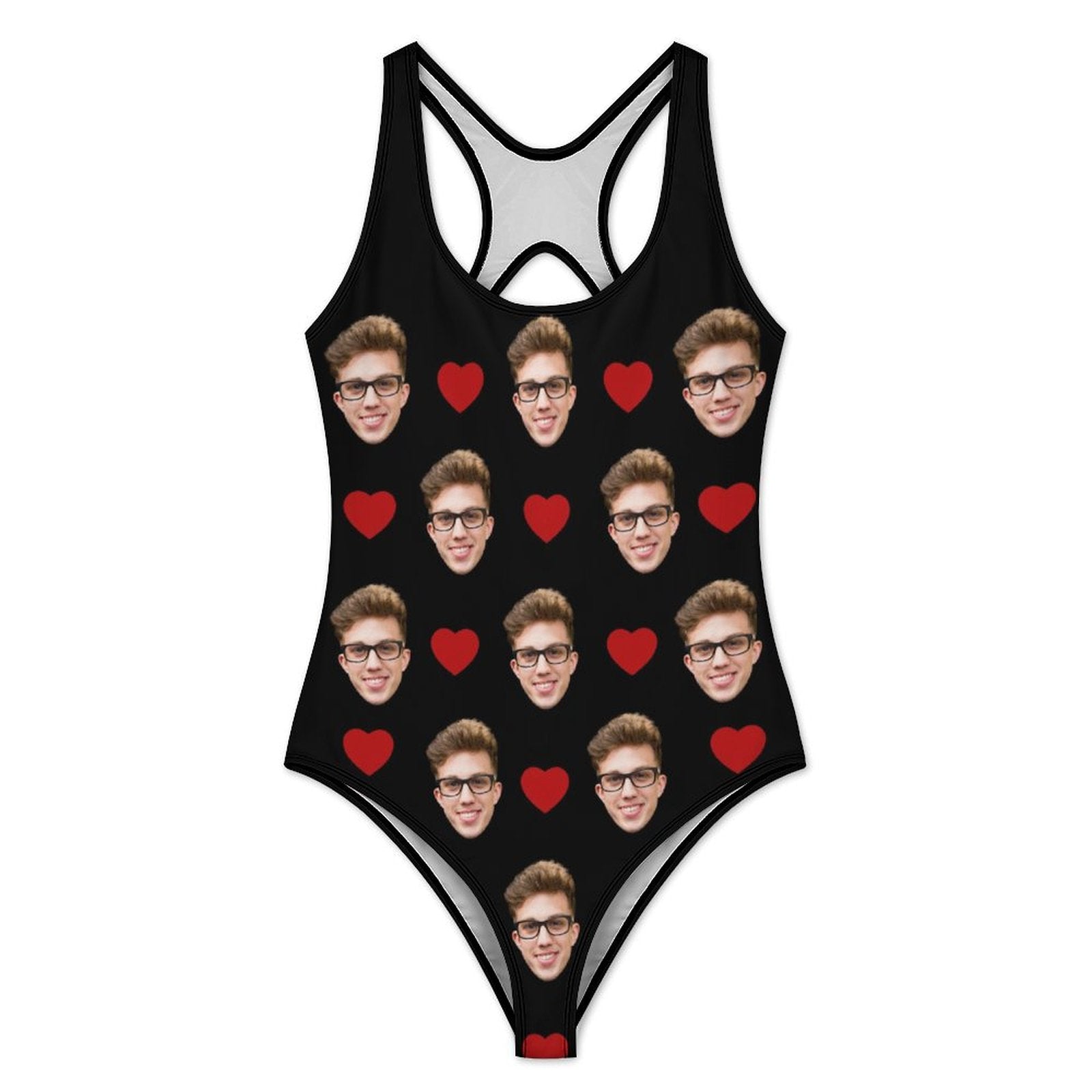 Custom Faces Heart Women's One-Piece Swimsuit-WEPRINTME-4