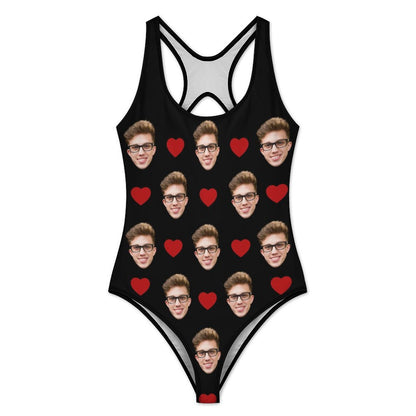 Custom Faces Heart Women's One-Piece Swimsuit-WEPRINTME-4