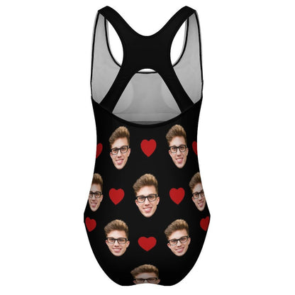 Custom Faces Heart Women's One-Piece Swimsuit-WEPRINTME-5