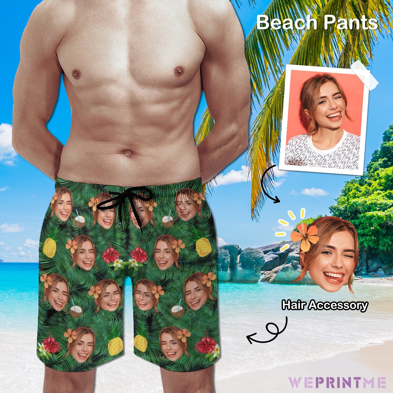 Custom Faces Summer Face Men's Shorts Shorts-WEPRINTME-1