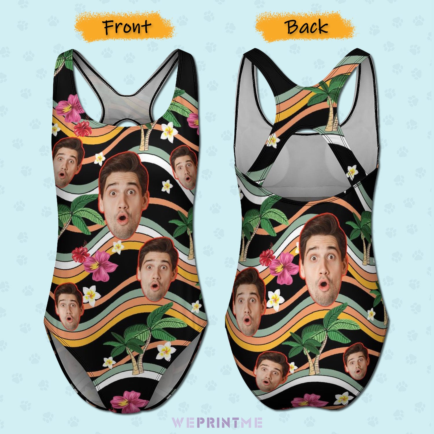 Custom Faces Summer Wave Women's One-Piece Swimsuit-WEPRINTME-3